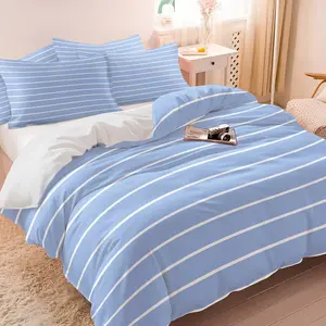 2/3Pcs Minimalist Striped Duvet Cover Set, Modern Horizontal/Vertical Comforter Cover, Stylish Neutral & Colorful Bedding Set with Pillowcases, Preppy for Teens & Adults Bedroom, All Season, Multiple Colors
