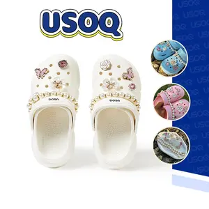 USOQ 10pcs Shoe Charm Pink Bow Tie Ornaments Cave Shoe Buckle DIY Accessories Button Designer Fancy Sandals Shoe Decoration Footwear Bedroom