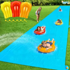 40 FT X 7FT Extra Long n Width Slip Water Slide, Heavy Duty Lawn Water Slides and 3 Bodyboards 6 Stakes, Summer Outdoor Water Toys for Kids Teens and Adults Backyard Beach Swimming Pool Party