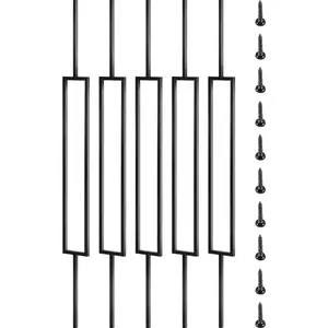 VEVOR Deck Balusters, 44"x0.5" Metal Deck Spindles, 10 Pack Staircase Baluster with Screws, Iron Deck Railing for Wood and Composite Deck, Stylish Black Baluster for Outdoor Stair Deck Porch