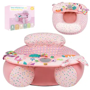 Baby Donut Floor Sitting Chair 3-36 Months Inflatable Baby Seat with Cover Activity Chair Sensory Tray Development Unicorn Design