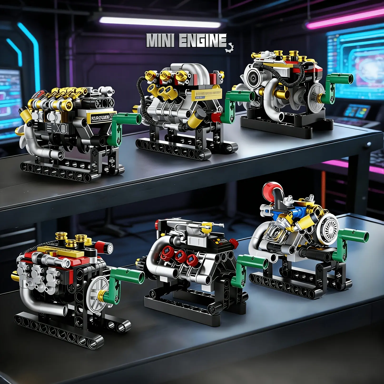Creative Engine Building Block Model, Durable High-Quality Material, Mixed Colors, Ideal Gift for Lego Enthusiasts, Home Decor, Birthday, Model Kits