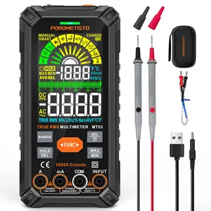 POROMETISTO-MT03 Digital Multimeter, 10000 Counts, Smart Auto-Ranging Voltmeter, Non-Contact Voltage Test, Measures AC/DC Voltage/Current, Resistance, Capacitance, Frequency, True RMS - Black Car Circuit Tester Car Relay Tester, Battery Tester