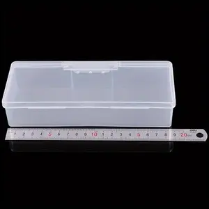 Nail Art Storage Box Nail Accessories Organizer Clear Cuboid Multi Compartment Plastic Container Packaging Case for Nail Brush File Manicure Tools