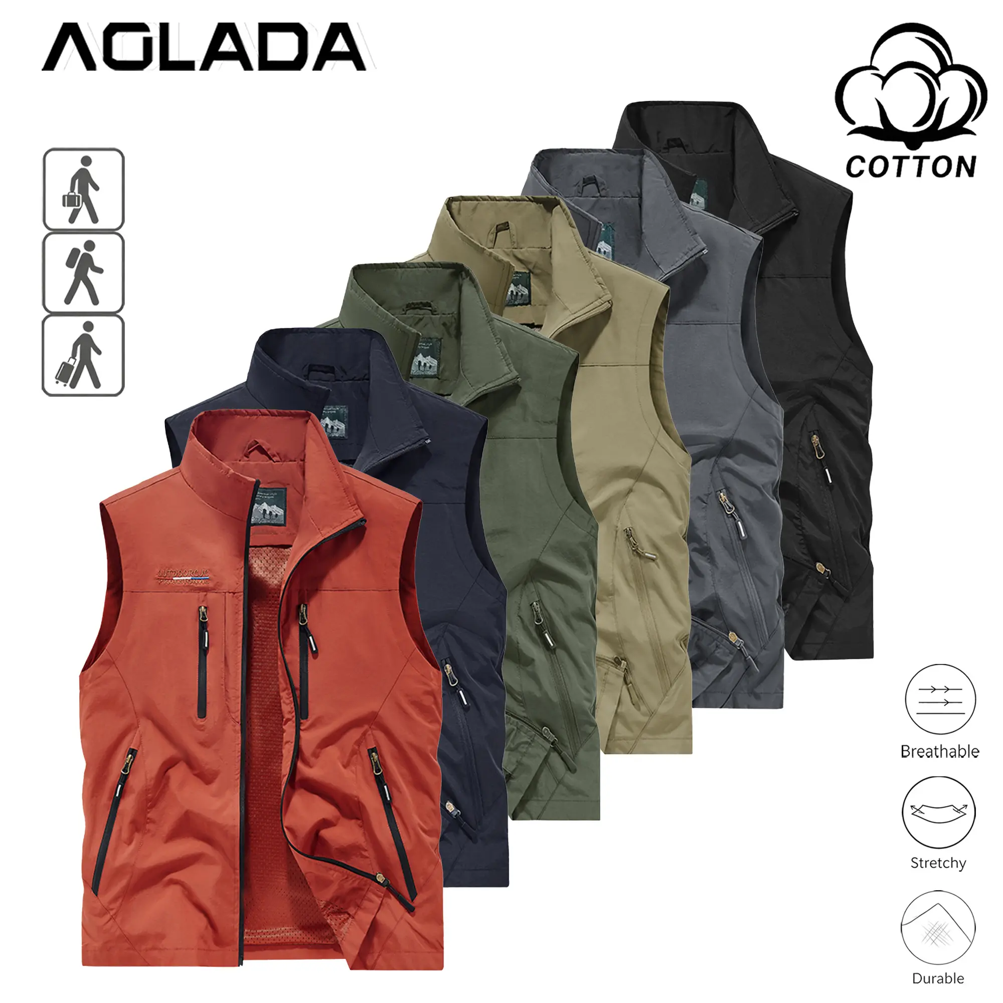 Men's Tactical Zip-Up Vest with Multiple Pockets - Breathable Nylon Utility Vest with Stand Collar & Mesh Lining, Casual Outdoor Fishing Outerwear, No-Logo, S-XXXL, Fast US Shipping #TacticalVest #FishingVest #TikTokMadeMeBuyIt