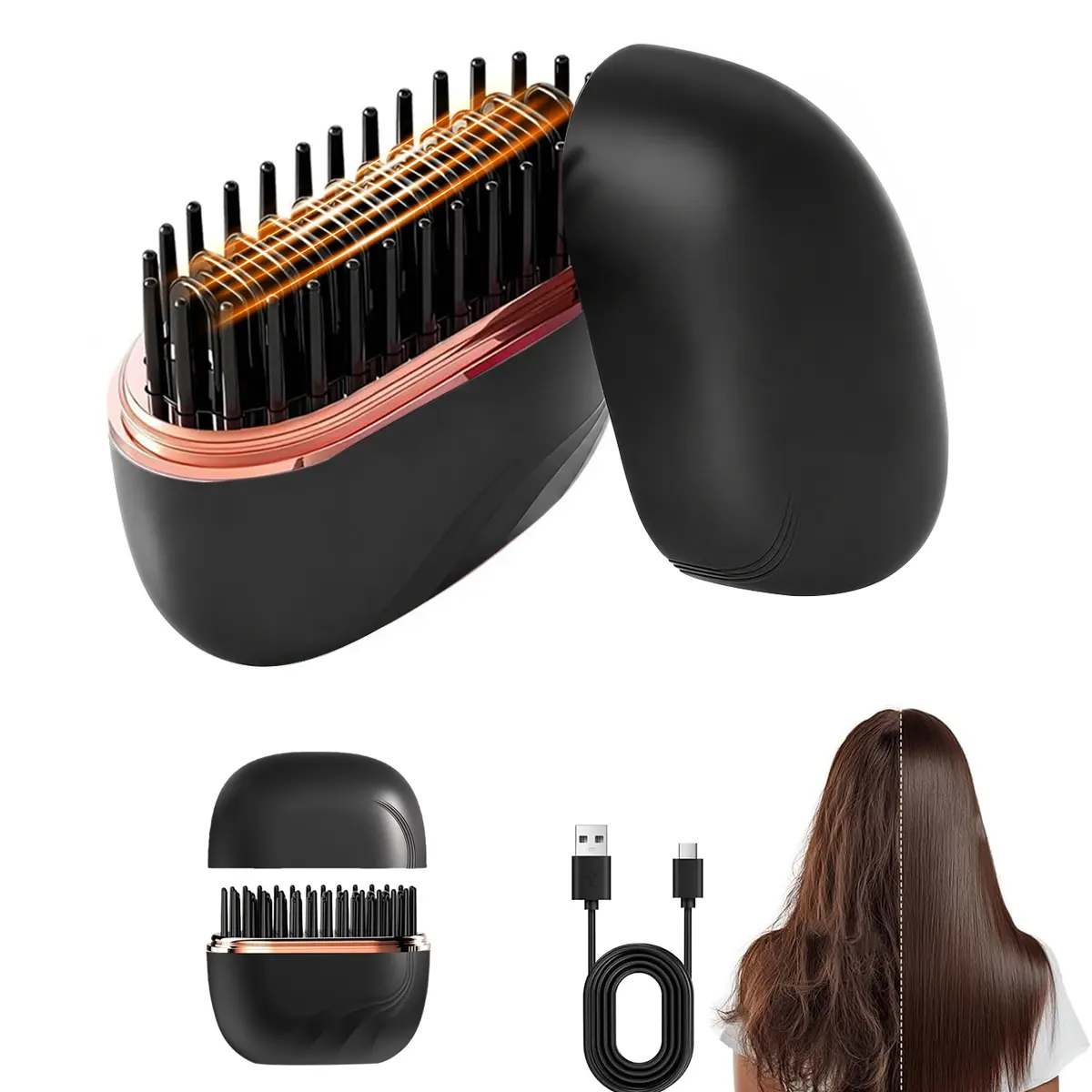 Mini Hair Straightener with Anti-Scald Design – 3 Temperature Settings, Fast Heating, Suitable for All Hair Types (Black)