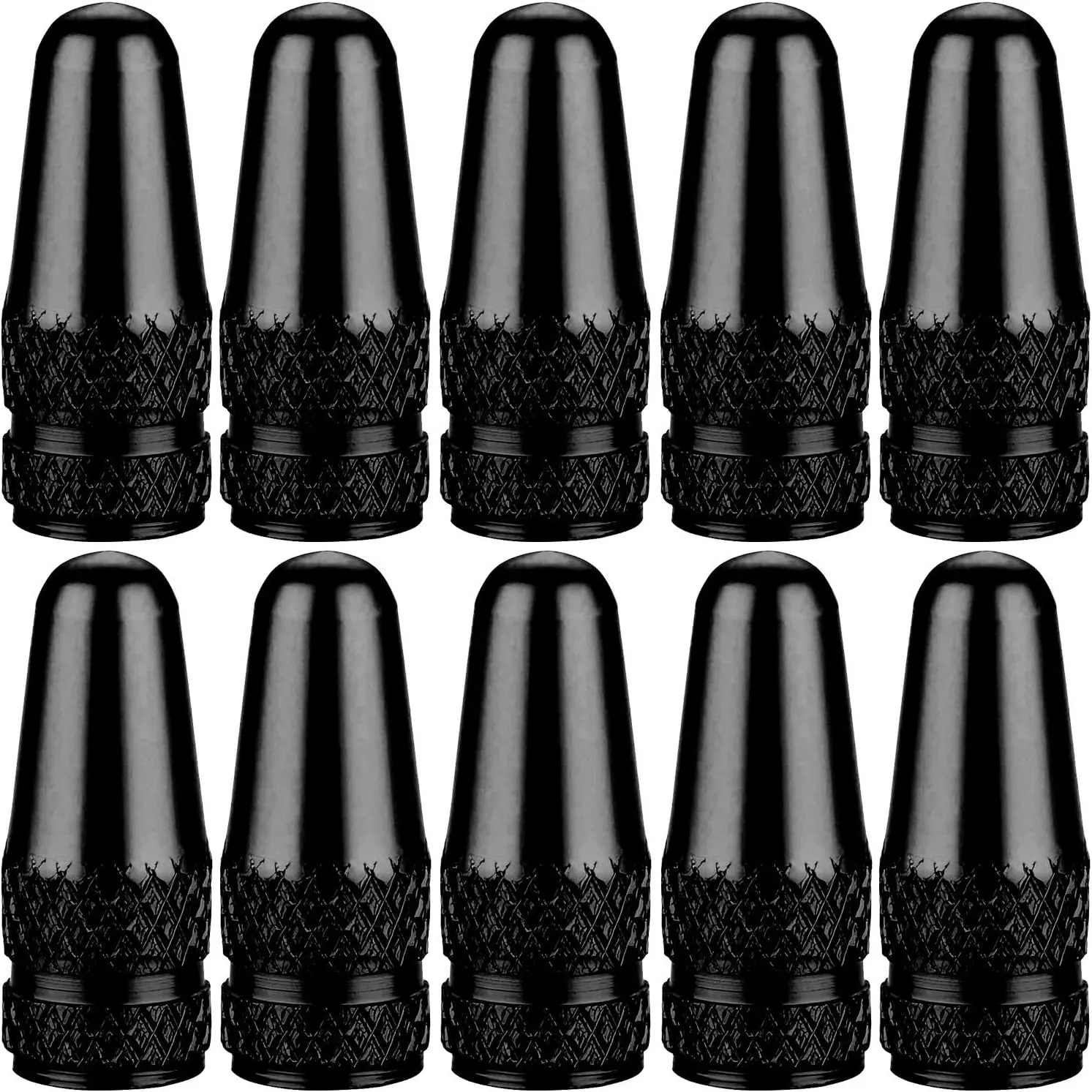 (10 Pack  Presta Valve Stem Caps, Chrome Anodized , Use On Presta  Valves, Dust caps for MTB Road Racing Bicycle, Rocket Style