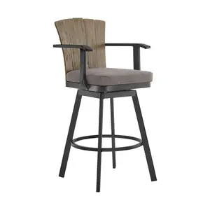 Armen Living Hazel Outdoor Swivel Counter/Barstool in Aluminum