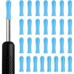 Ear Wax Removal Replacement Tips for Ear Camera 30Pcs Ear Spoon Tips for Wet/Dry Ear Ear Cleaner Tips Wax Cleaning Ear Spoons Tips Silicone Soft Cleaning Reuse Cap for Ear Wax Removal Endoscope