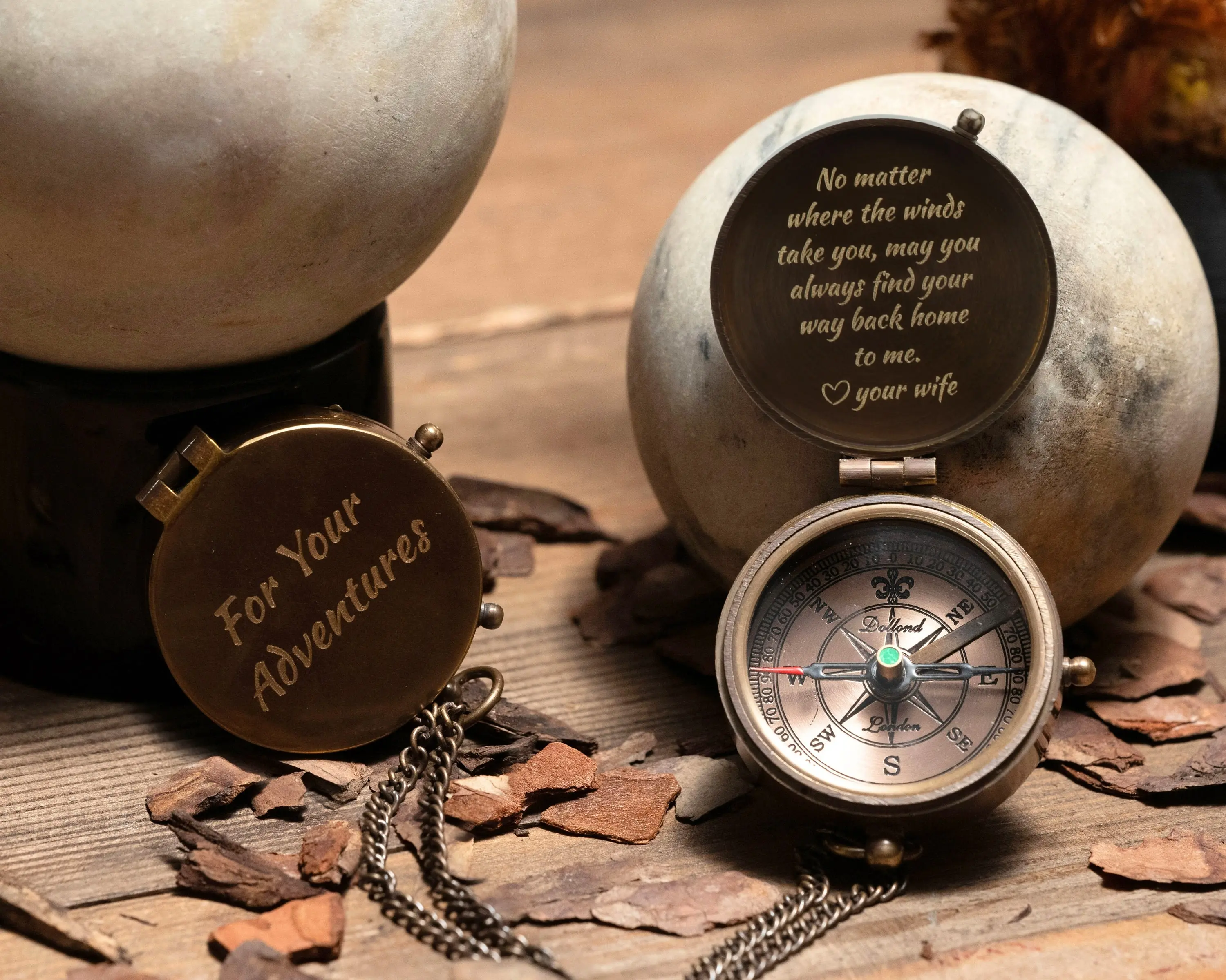 Personalized Engraved Working Compass with Custom Handwriting, Gift for Men Anniversary, Gifts for Dad Birthday