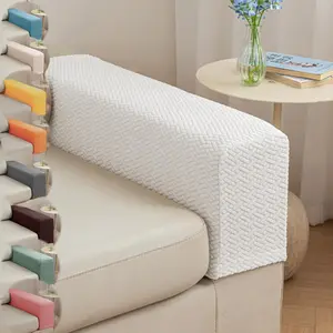 Couch Arm Covers & Arm Chair Covers Set of 2 - Stretch Sofa Armrest Protectors with Non-Slip Grip, Machine Washable for Recliner/Loveseat/Sectional (Ivory White,Large-Set of 2)