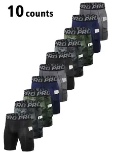 Men's Letter Tape Pocket Compression Shorts, Casual Breathable Comfy High Stretch Shapewear Shorts for Daily Wear, Men's Shapewear for All Seasons