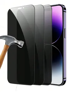 3pcs Privacy Screen Protector For iPhone 17/14/15/16/16 Pro Max Full Screen Anti-Spy Tempered Glass Film Anti-Peeping Bubble-Free Compatible With Phone Cases