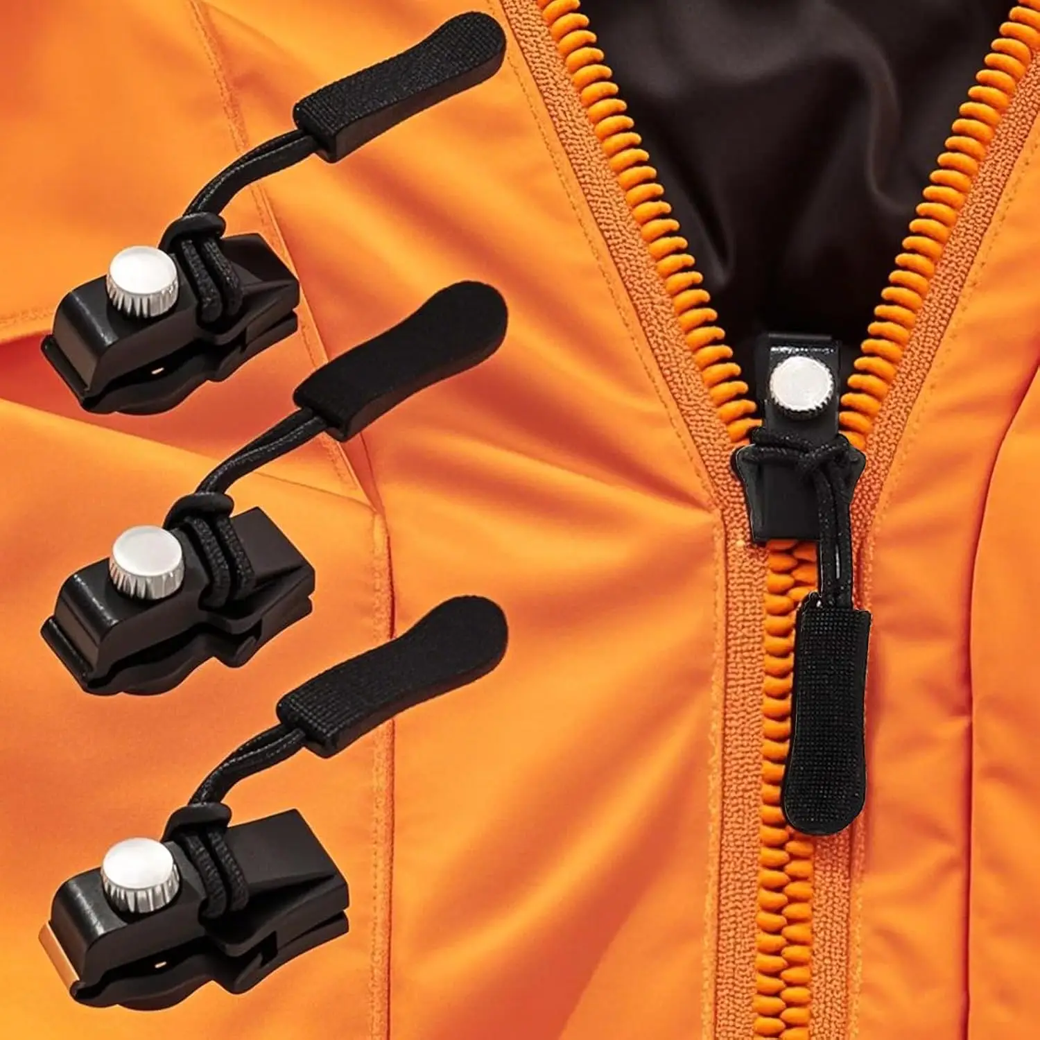 6PCS Zipper Repair kit,Quick Install Detachable Pulls Zip Heads,Zippers Replacement,No Sewing Required, for Jackets, Luggage, Bags,Tents,Backpacks 3 D