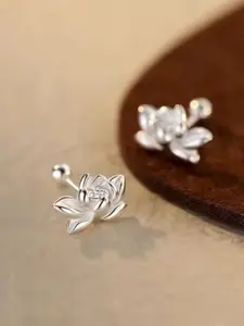Elegant Silver Color Lotus Earrings, Women's Party Jewelry, Delicate Design, Perfect for Special Occasions, Stylish Accessory