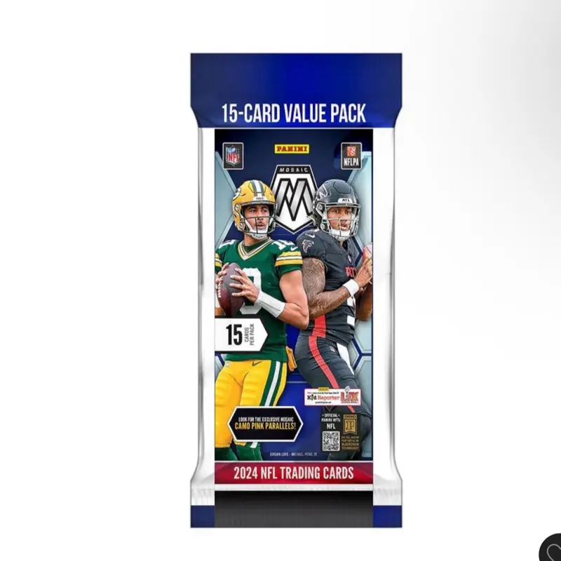 (1)  Pack of 2024  NFL Trading Cards 15-Card Value Pack Featuring Star Players and Collectible Cards for Sports Enthusiasts
