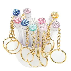 10-Piece Glitter Eyelash Brush Keychain Set, Portable Tube Storage Box, Ideal for Lash Extensions & Daily Use, High-Value Makeup Accessory, Convenience, Glamour