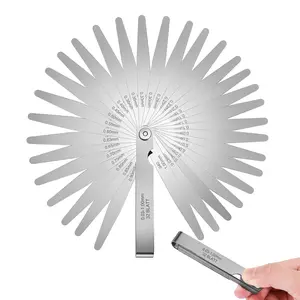 32  Stainless Steel Feeler Gauge, Metric and Imperial Gap Measuring Tool Width and Thickness Feeler Gage Gauge for Spark Plug, Valve Adjustment Tool, 0.03-1mm (0.001-0.040 Inch)