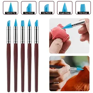 10 Pcs Silicone Clay Sculpting Tools Set, Double-Ended Dotting Tools & Silicone Brushes for Polymer Clay, Air Dry Clay, Pottery & DIY Crafting