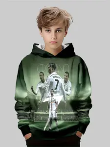 Boys' Fall & Winter Graphic Team Hoodie, Casual Fashion, Outdoor Wear, Holiday Gift, Travel Cool Style, Streetwear