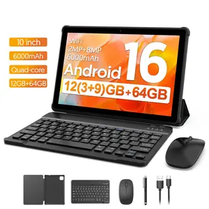 10.0-Inch Android Tablet M10, Quad-Core Processor, 12gb RAM & 64GB ROM, HD Touchscreen, Dual Cameras, Keyboard Mouse Case Included
