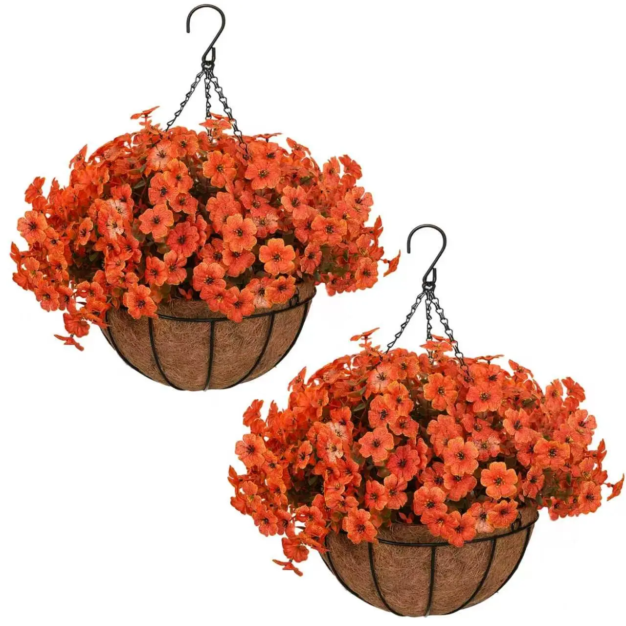2Pcs Fall Orange Daisy Hanging Baskets