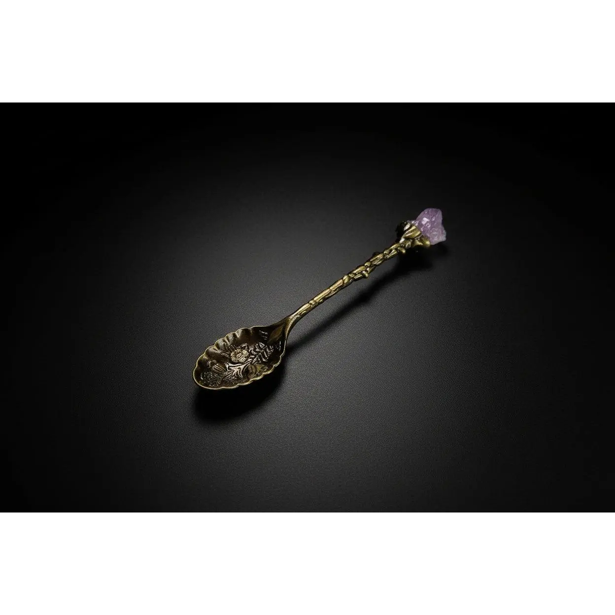 Intuitive Stone-Topped Altar Spoon, Rituals-Focused Cutlery for Intention Setting, Premium Tableware Accessory, Decorative, Ceremonies