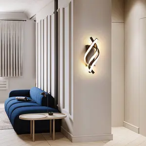 Modern LED Wall Lamp, Electrical Wiring, Creative Black-and-White Stripe Design, White Light & Three-Color Light Options Available, For Bedrooms, Hallways, Living Rooms, Entryways, and Study Rooms, Home Interior Decorative Fixture