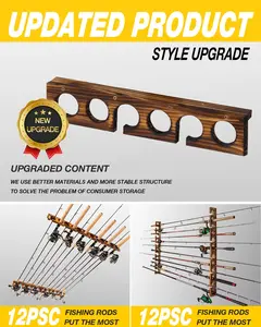 Ghosthorn Holds up to 12 Rods Fishing Pole Rod Racks Wall or Ceiling Mounted Fishing Pole Rod Holders for Garage Storage