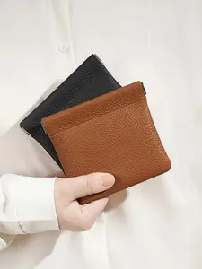 Coin storage short wallet, Casual wallet, Wallet Purse, minimalist style leather makeup storage bag, with automatic closing function, portable light travel bag, suitable for carrying earphones, keys, and lipstick