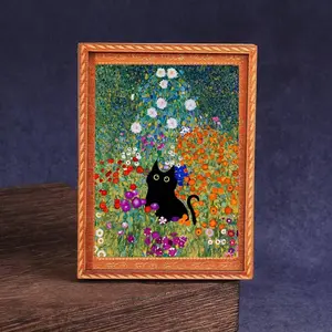 1pc Cute Black Cat Refrigerator Magnet, Durable Bamboo Material Adorable Art Fridge Magnet, Home & Office Decor, Holiday Gift, Kitchen Accessories