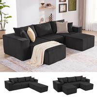 Black-3Seats+2 Ottomans