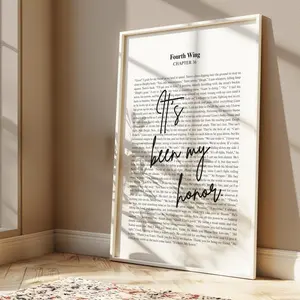 Fourth Wing Quote Print It's Been My Honor, Liam Mairi. Rebecca Yarros.1 - (Unframe)