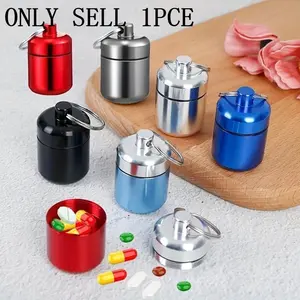 1pc Compact Keychain Pill Box with Earplug Storage - Perfect for Travel and Outdoor Activities
