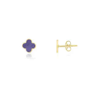 Mini Amethyst Clover Stud Earrings