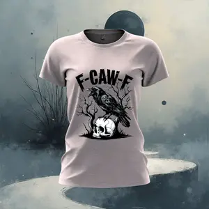 F-Caw-F Raven Skull Graphic T-Shirt for Women - Soft Cotton Blend - Unique Gothic Design - Comfortable Fit