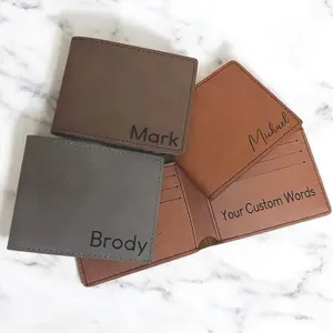 Personalized Leather Wallet for Men, Custom Engraved Wallet for Dad, Husband, Son, Teen Boy Gift, Anniversary, Birthday, Groomsmen Gift
