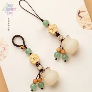 Natural Bodhi Money Bag Keychain, Lucky Fortune Bag Phone Charm, Chinese Style Car Key & Bag Hanging Ornament, Auspicious Gift for Couples