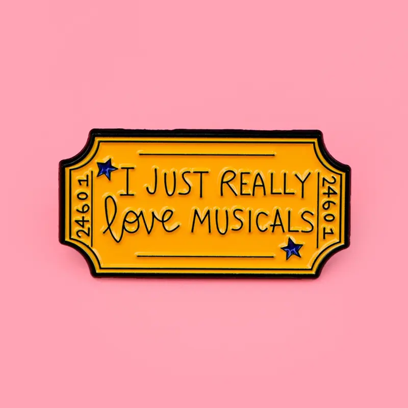 Zinc Alloy Musical Theatre Ticket Brooch Pin, Lapel Pin, Charming Gift for Music Lovers, Unique Tie Clip Accessory, Perfect for Broadway Fans, Durable Metal Pins
