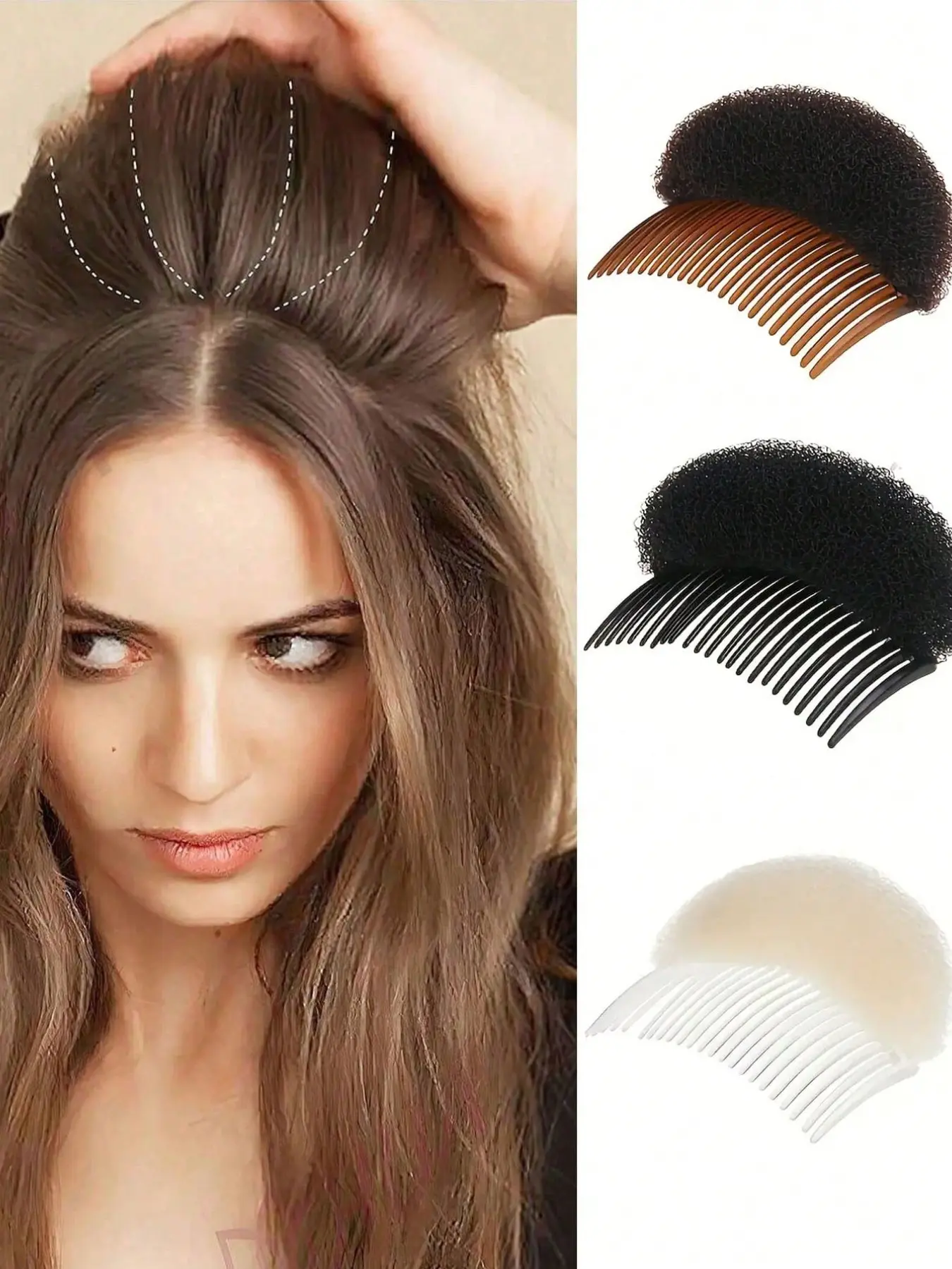 3 Piece Puffy Sponge Hair Pad Combs, Invisible Hair Padding, Fashionable Volume Styling, Beauty Home Hair Accessories, Hair Clip, Hair Decor