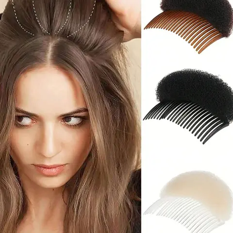 3 Piece Puffy Sponge Hair Pad Combs, Invisible Hair Padding, Fashionable Volume Styling, Beauty Home Hair Accessories, Hair Style Accessory, Hair Clip, Hair Decor, Hairstyle Accessory