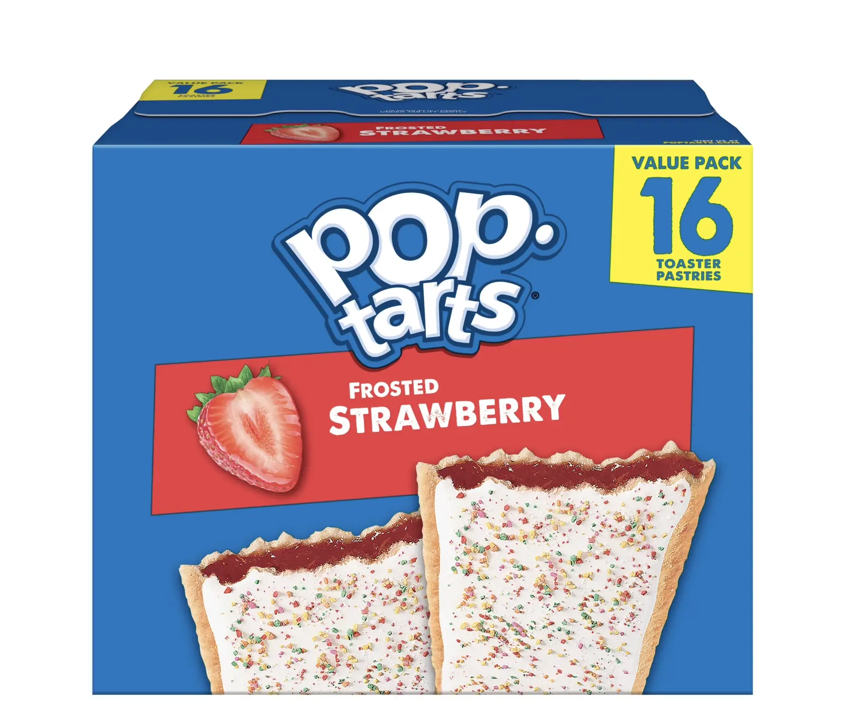 Frosted Strawberry Pop-Tarts Toaster Pastries - Breakfast Food, Kids Snack, Dessert, Value Pack (16 Count)
