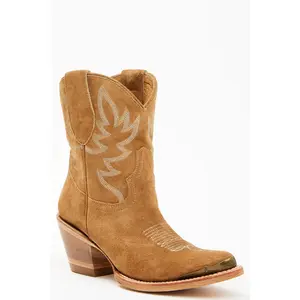 Wheels Sand Suede Western Booties - Round Toe
