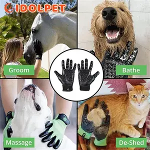 tool Pet Grooming Gloves Shedding Bathing Hair Remover Gloves Pet Shower Gloves Cat Dog Hair Deshedding Brush Rubber Remover Brush 2-Sided Undercoat Grooming Brush self-cleaning fur removal multi-surface removal tool pet supply