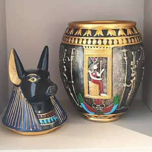 Pet Urn Egyptian Pharaoh Style Resin Crafts Ornaments Home Decoration Anubis God Figurine Urn Cat Dog Deceased Ashes Jar