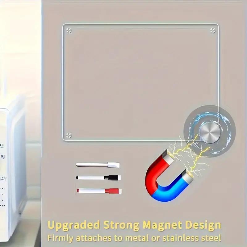 Magnetic Acrylic Calendar For Fridge, 1 Count Clear Dry Erase Message Board With 5 Marker Pen, Refrigerator Note Board For Home Office Daily Planner