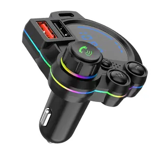 【Father's Day】Car MP3 FM Transmitter, Bluetooth V5.0 FM Transmitter Wireless Radio Adapter Car Kit with Dual USB Charging, Audio Receiver Car Charger MP3 Player, Support Hands-Free Calling, TF Card & USB Dis