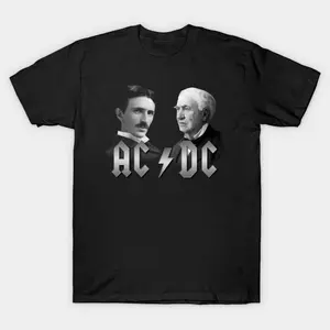 AC DC - Tesla vs. Edison Classic T-Shirt, Acdc Shirt, tesla unisex shirt, humor Tees, edison, band, rock, Casual, Fashion, Menswear, Retro, Streetwear, Top, Vintage, Classic, Stylish, Basic, Cotton