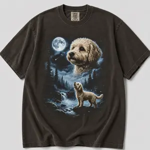 Maltipoo Moonlight Forest Shirt, Comfort Colors Dog Lover Tee, Howling Puppy Halloween Graphic, Cute Doodle Gift for Her Him.