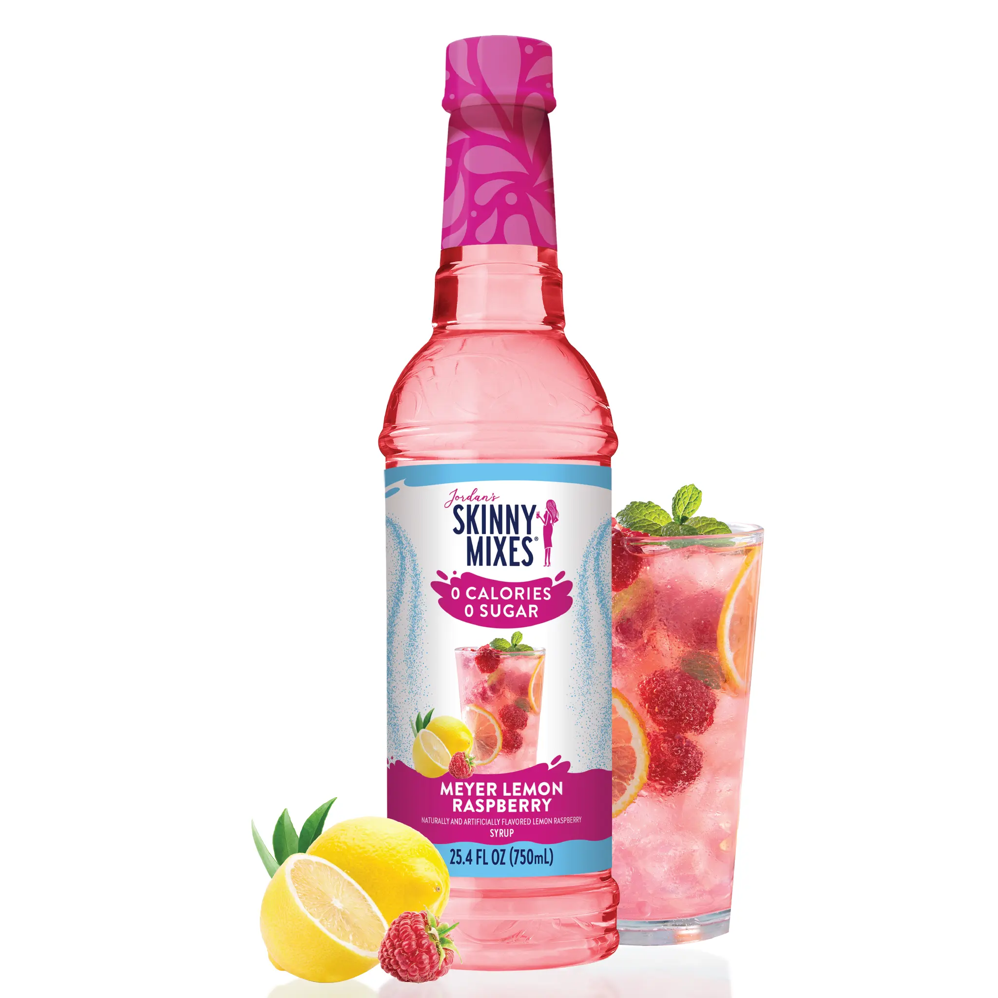 Skinny Mixes Sugar-Free Meyer Lemon Raspberry Syrup, Tangy Lemon Flavor Beverage, 0 Calorie Syrups & Concentrates